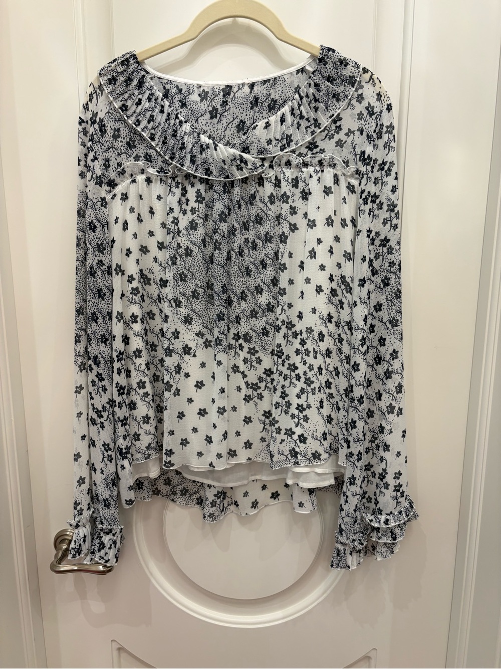 See By Chloe White Blouse with Black Floral Print